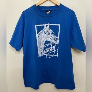 Vtg Single Stitch Kentucky Graphic Tshirt USA Made Derby Horse Thoroughbred XL